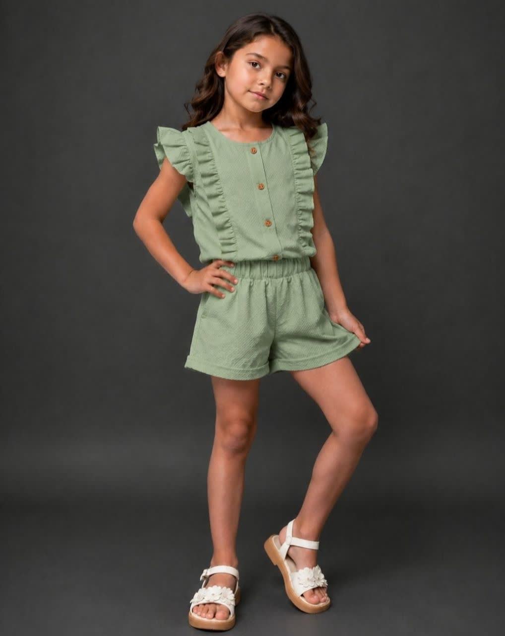 عکس محصول شومیز و شلوارک دکمه چوبی - شماره 2