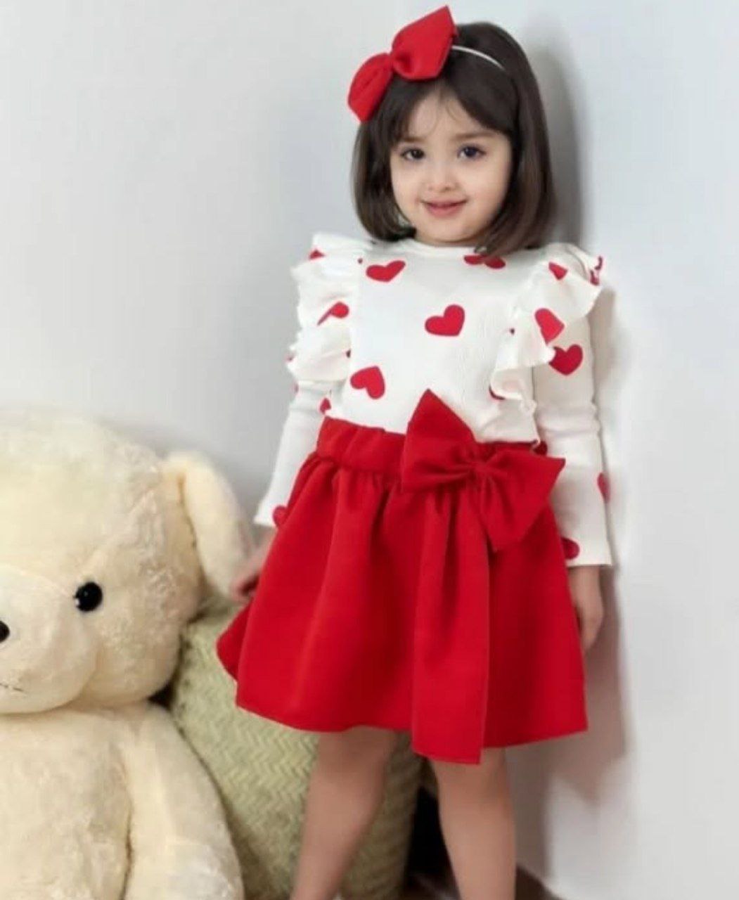 عکس محصول شومیز دامن تل دار قلب قرمز - شماره 1