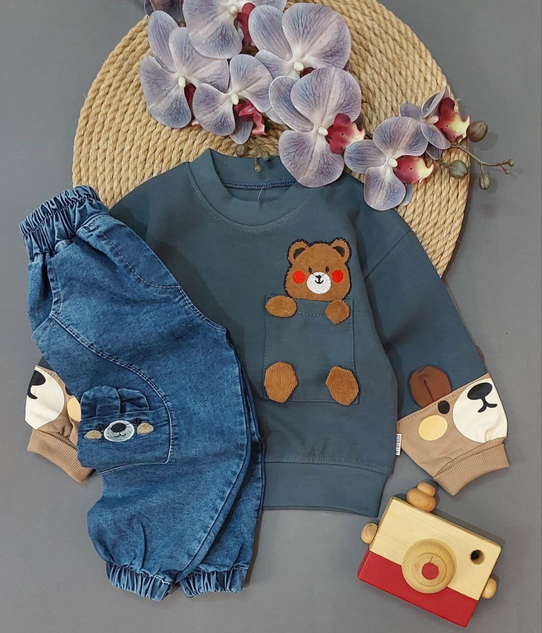 عکس محصول ست بلوز شلوار آستین خرسی - شماره 1