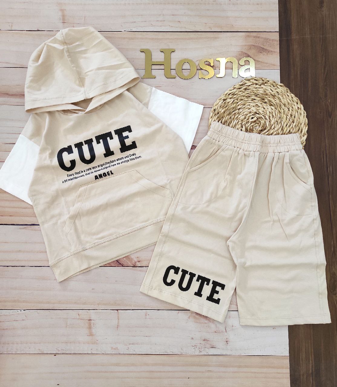 عکس محصول ست هودی شلوارک cute - شماره 2