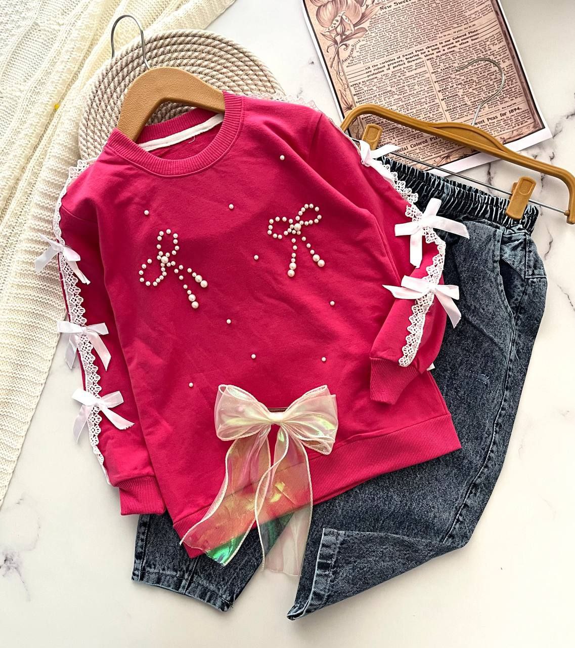 عکس محصول ست بلوز شلوار لی مروارید پرسی - شماره 1