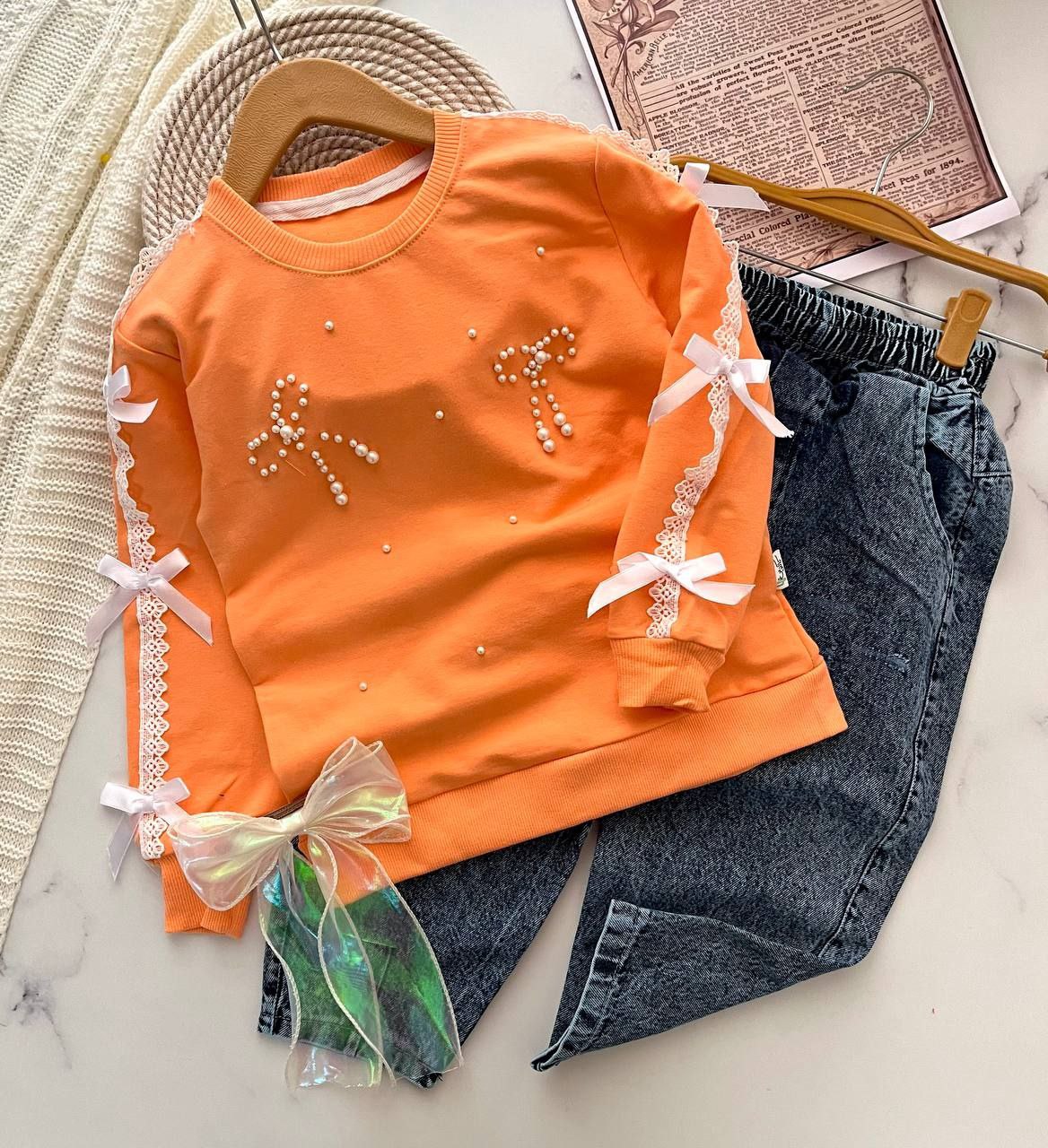 عکس محصول ست بلوز شلوار لی مروارید پرسی - شماره 2