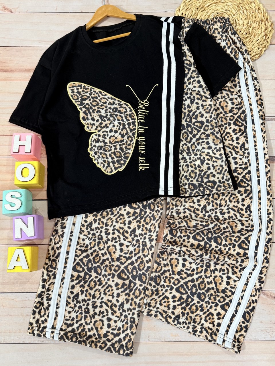 عکس محصول کراپ + شلوار بگ پروانه پلنگی - شماره 4