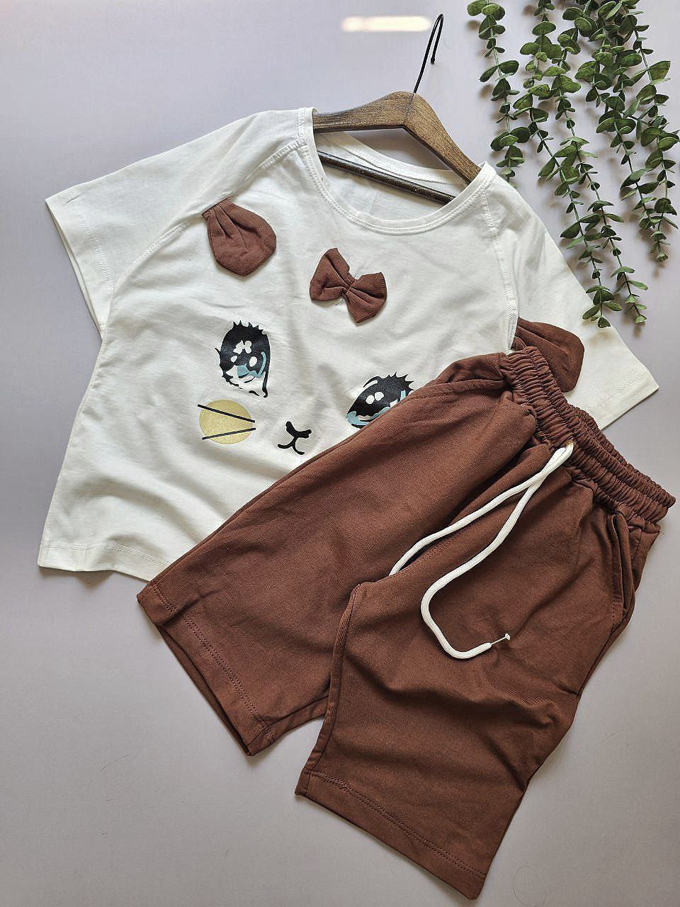 عکس محصول تیشرت شلوارک موش پاپیون قهوه‌ای - شماره 3