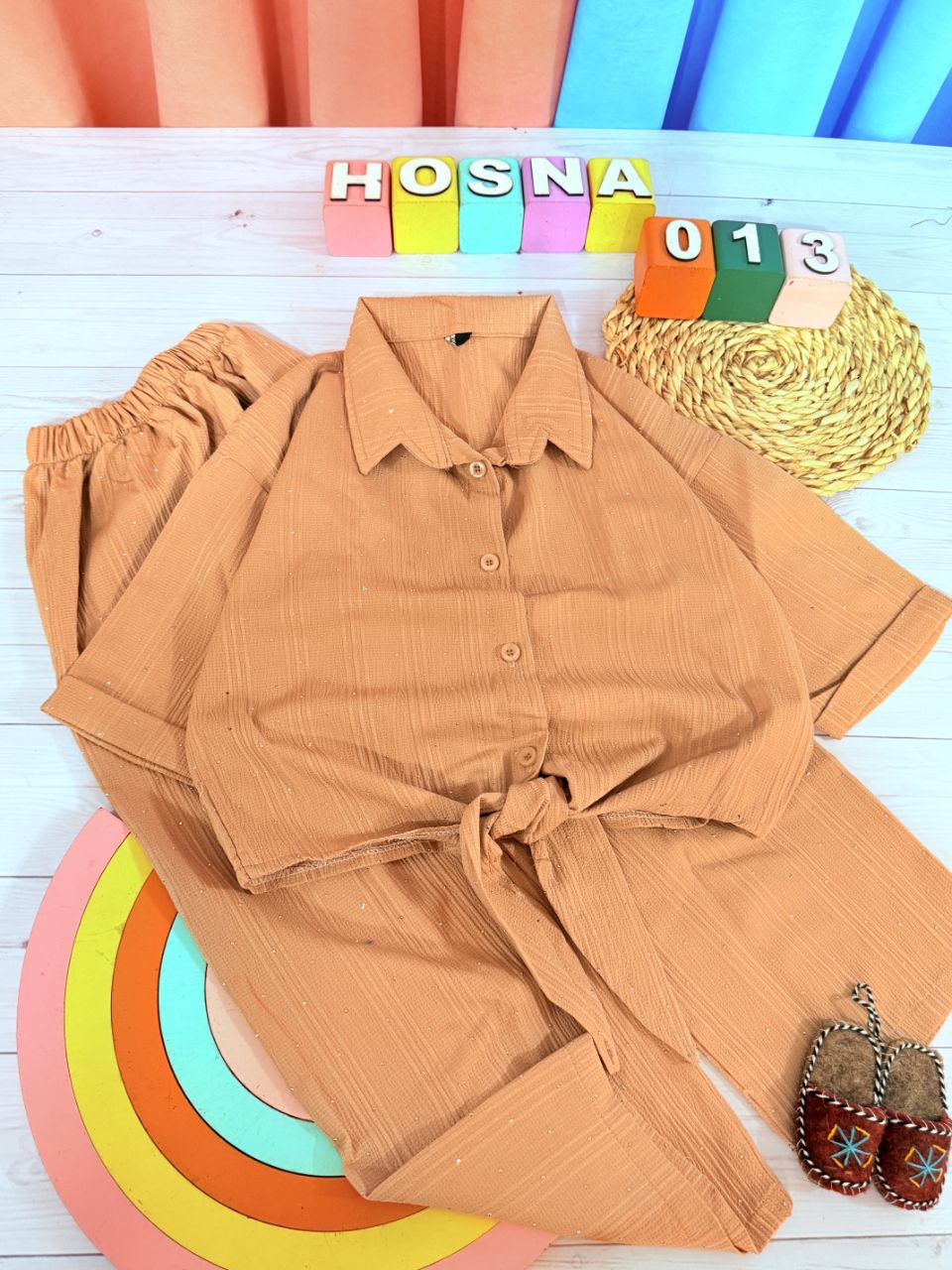 عکس محصول ست شومیز شلوار گره ای نگین دار - شماره 3