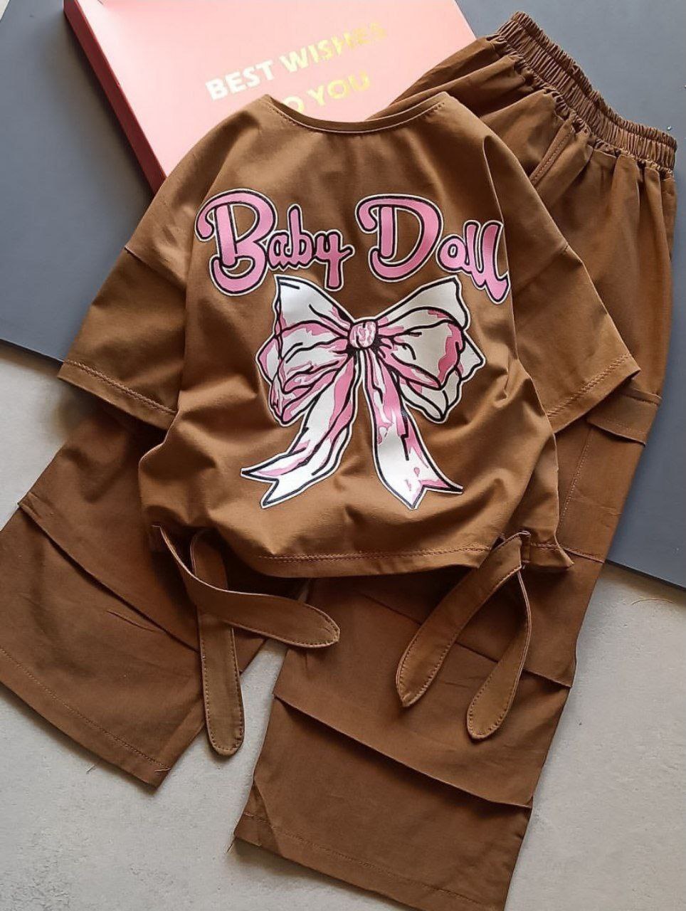 عکس محصول ست کراپ با شلوار بگ baby dall - شماره 3