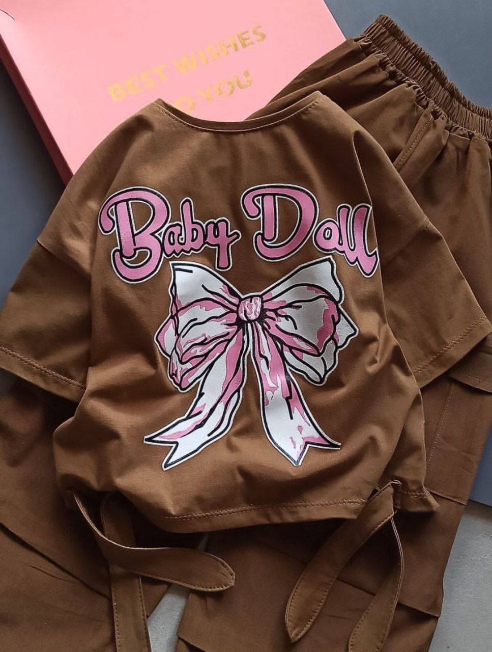 عکس محصول ست کراپ با شلوار بگ baby dall - شماره 4